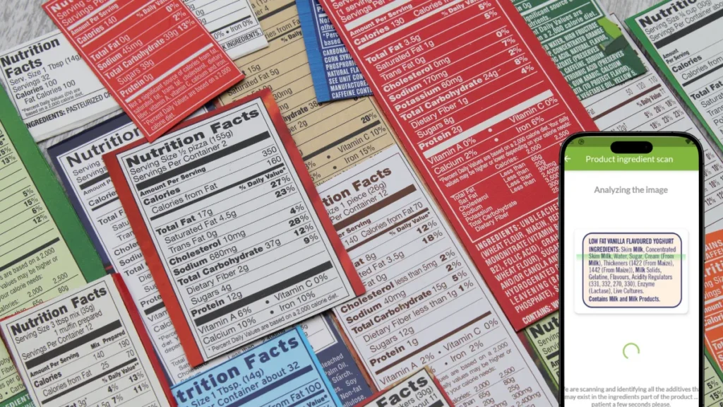 Scanning nutrition labels with AvoidAdditives app for food additives