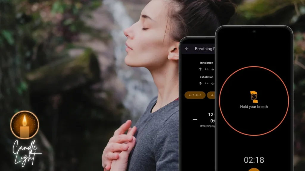 Breathing exercise app with nature background for relaxation
