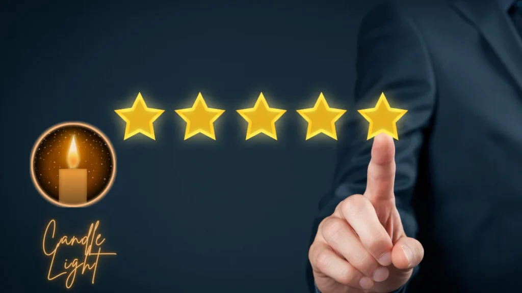 User giving five stars to Candle Light app