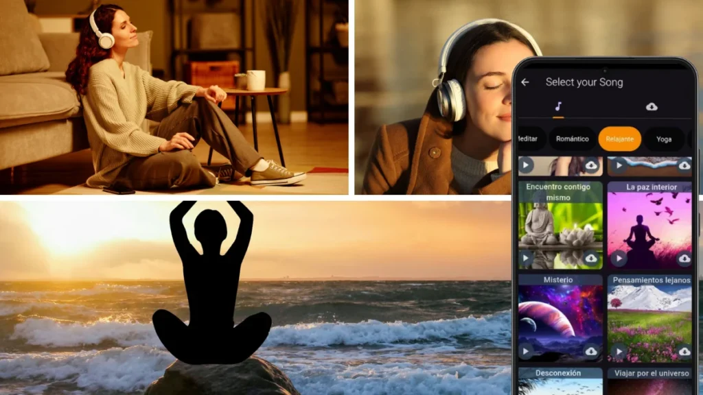 People listening to music with Candle Light app playlist for yoga and relaxation