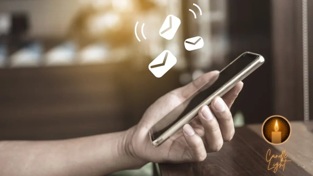 Phone with notifications and Candle Light app logo
